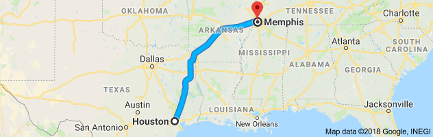 Houston to Memphis Auto Transport Route