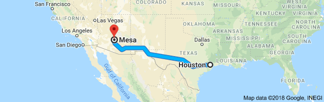 Houston to Mesa Auto Transport Route