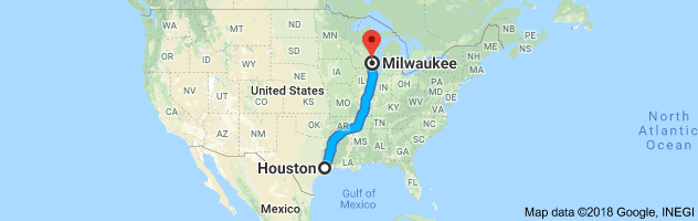 Houston to Milwaukee Auto Transport Route