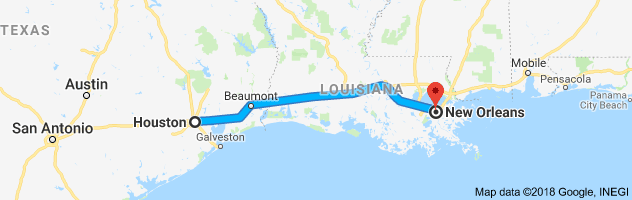 Houston to New Orleans Auto Transport Route