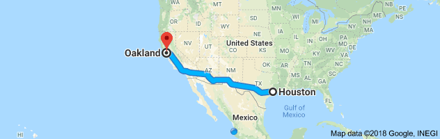 Houston to Oakland Auto Transport Route