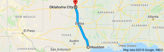 Houston To Oklahomacity Auto Transport Route 
