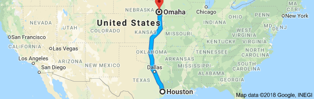Houston to Omaha Auto Transport Route