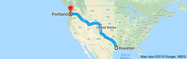 Houston to Portland Auto Transport Route