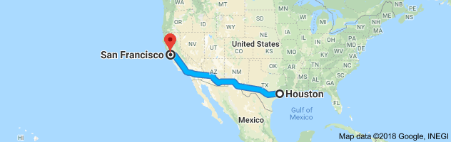 Houston to San Francisco Auto Transport Route