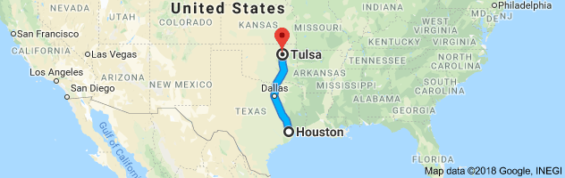 Houston to Tulsa Auto Transport Route