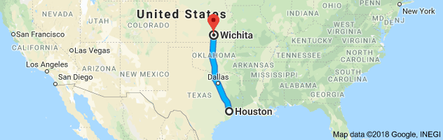 Houston to Wichita Auto Transport Route