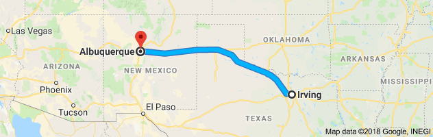 Irving to Albuquerque Auto Transport Route