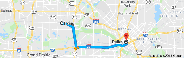 Irving to Dallas Auto Transport Route