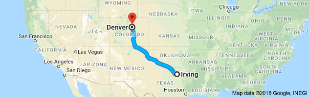 Irving to Denver Auto Transport Route