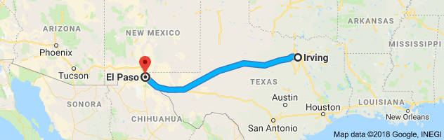 Irving to El Paso Auto Transport Route