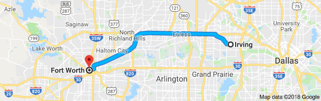 Irving to Fort Worth Auto Transport Route