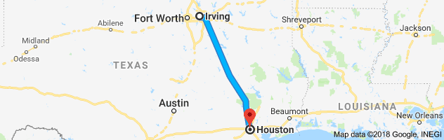 Irving to Houston Auto Transport Route