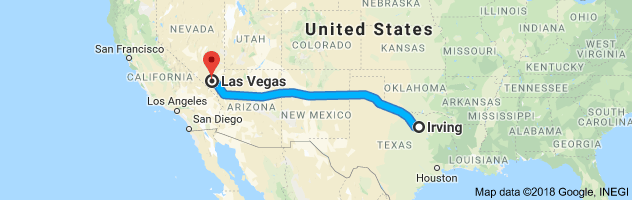 Irving to Las Vegas Auto Transport Route