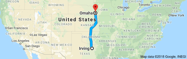 Irving to Omaha Auto Transport Route