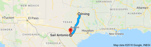 Irving to San Antonio Auto Transport Route