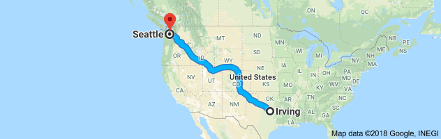 Irving to Seattle Auto Transport Route
