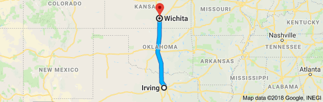 Irving to Wichita Auto Transport Route