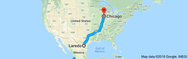 Laredo to Chicago Auto Transport Route