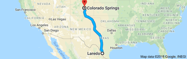 Laredo to Colorado Springs Auto Transport Route
