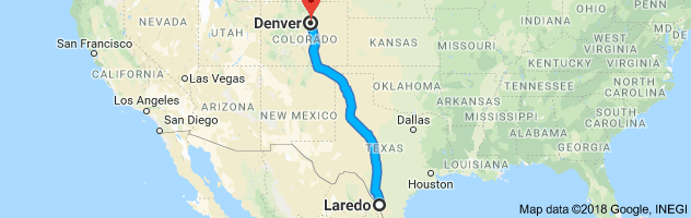 Laredo to Denver Auto Transport Route