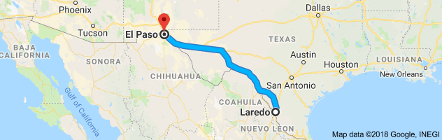 Laredo to El Paso Auto Transport Route