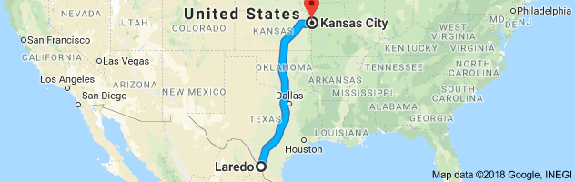 Laredo to Kansas City Auto Transport Route