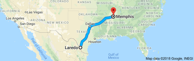 Laredo to Memphis Auto Transport Route