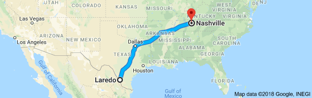Laredo to Nashville Auto Transport Route