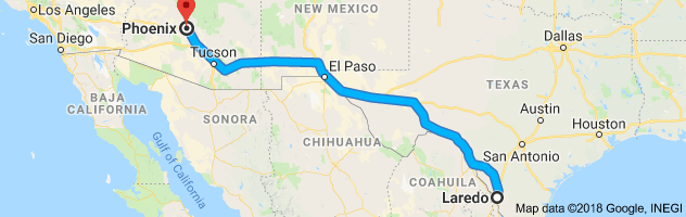 Laredo to Phoenix Auto Transport Route
