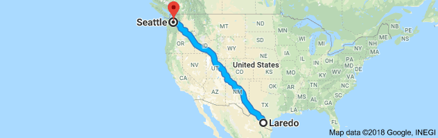 Laredo to Seattle Auto Transport Route