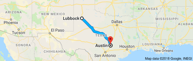 Lubbock to Austin Auto Transport Route