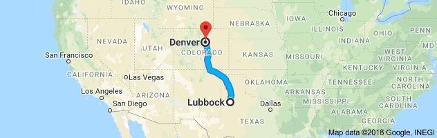Lubbock to Denver Auto Transport Route