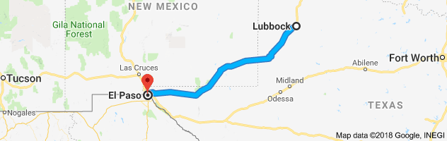 Lubbock to El Paso Auto Transport Route