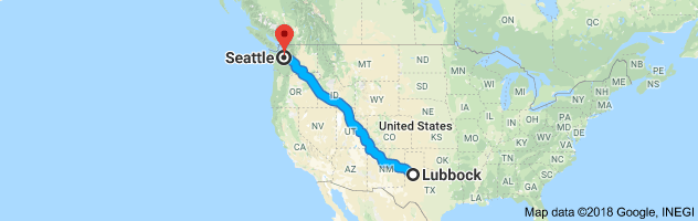 Lubbock to Seattle Auto Transport Route
