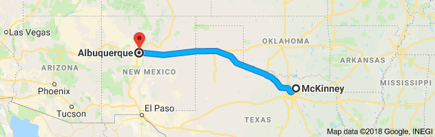 McKinney to Albuquerque Auto Transport Route