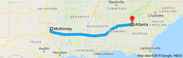 McKinney to Atlanta Auto Transport Route