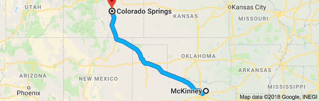 McKinney to Colorado Springs Auto Transport Route