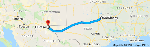 McKinney  to El Paso Auto Transport Route