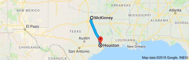 McKinney to Houston Auto Transport Route