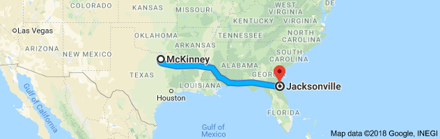 McKinney to Jacksonville Auto Transport Route