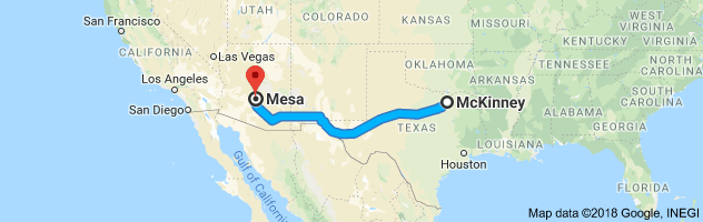 McKinney to Mesa Auto Transport Route