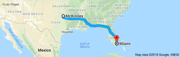 McKinney to Miami Auto Transport Route