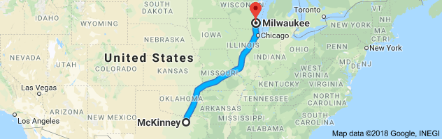 McKinney to Milwaukee Auto Transport Route
