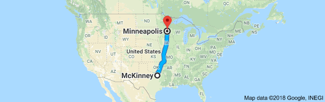 McKinney to Minneapolis Auto Transport Route