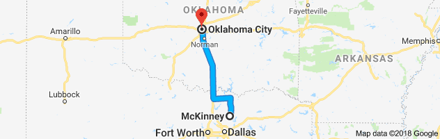 McKinney to Oklahoma City Auto Transport Route