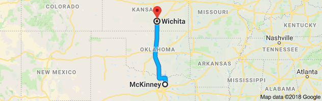 McKinney to Wichita Auto Transport Route