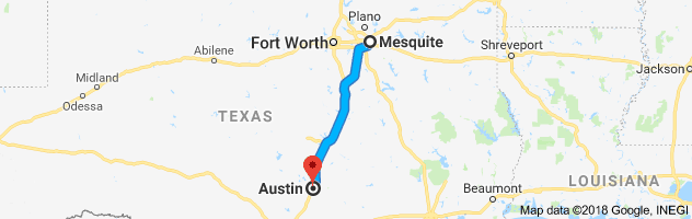 Mesquite to Austin Auto Transport Route