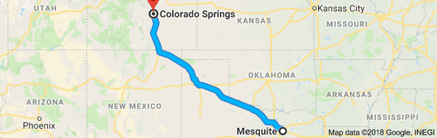 Mesquite to Colorado Springs Auto Transport Route