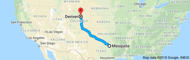 Mesquite to Denver Auto Transport Route